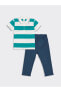 LCW Polo Yaka Kısa Kollu Çizgili Erkek Bebek Tişört ve Pantolon 2'li Takım