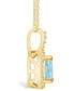 ფოტო #3 პროდუქტის Aquamarine (3/4 Ct. T.W.) and Diamond (1/5 Ct. T.W.) Halo Pendant Necklace in 14K Yellow Gold