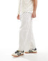 Фото #4 товара ASOS DESIGN soft barrell trousers with drawstring waist in neutral