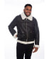 ფოტო #1 პროდუქტის Men's Shearling Belted Pilot Jacket, Silky Black with White Wool