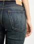 Weekday Flame low waist flared jeans in swamp blue wash