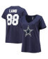 Фото #1 товара Women's CeeDee Lamb Navy Dallas Cowboys Plus Size Name and Number V-Neck T-shirt