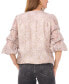 Women's Printed V-Neck Lantern-Sleeve Top