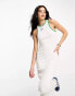 Only exclusive racer neck contrast binding maxi dress in white & green