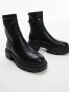 Topshop Wide Fit – Louise – Eng anliegende Ankle-Boots in Schwarz mit dicker Sohle