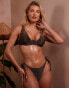 Wolf & Whistle X Emily Hughes Fuller Bust tie side bikini bottom in black glitter