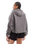 Pull&Bear cropped boxy nylon look hooded jacket in grey