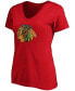 Women's Red Chicago Blackhawks Primary Logo V-Neck T-shirt