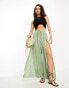 Фото #4 товара ASOS DESIGN Petite wide leg beach trouser with high splits in khaki