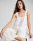 Фото #3 товара Women's Woven Crochet Tank Top, Created for Macy's