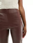 ASOS DESIGN leather look straight leg trousers in brown