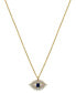 14K Gold Flash Plated Dark Blue and Clear Cubic Zirconia Evil Eye Pendant Necklace