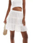 Фото #1 товара Threadbare broderie tiered mini skirt in white