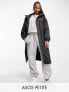 Фото #2 товара ASOS DESIGN Petite rubberised rain parka coat in black