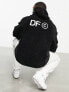 ASOS Dark Future oversized hoodie in teddy borg with balaclava and logo embroidery in black