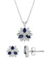 Lab-Grown Sapphire (1-1/3 ct. t.w.) & Diamond (1/10 ct. t.w.) Flower Cluster Stud Earrings in Sterling Silver