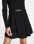 Фото #9 товара River Island Petite pleat mini skirt with hardware detail in black