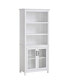 Фото #1 товара 71" Bookcase Storage Hutch Cabinet with Adjustable Shelves and Glass Doors for Home Office, Kitchen, Living Room, White