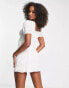 Фото #4 товара Violet Romance Tall textured mini dress with crochet detail in white