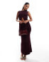 Фото #4 товара Kaiia fine knit button through longline waistcoat co-ord in burgundy