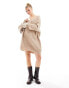 Фото #4 товара Miss Selfridge v neck slouchy knit mini dress in oatmeal