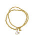 ფოტო #1 პროდუქტის 14K Gold Plated Stretch Heart Ball Bracelets with Imitation Mother of Pearl, 2 Pieces