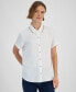 Фото #1 товара Women's Contrast-Collar Short-Sleeve Shirt