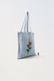 Фото #6 товара Сумка-шопер в клетку виши с цветочной вышивкой ZARA
