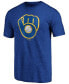 Фото #3 товара Men's Heathered Royal Milwaukee Brewers Weathered Official Logo Tri-Blend T-shirt