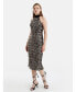 Фото #3 товара Women's Sequined Mock-Neck Midi Dress