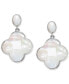 ფოტო #1 პროდუქტის Mother-of-Pearl Clover Drop Earrings in Sterling Silver