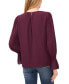 ფოტო #2 პროდუქტის Women's Crewneck Long Sleeve Smocked Ruffle Cuff Blouse