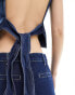 Lioness denim sleeveless open tie back top co-ord in indigo wash