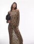 Фото #1 товара Topshop long sleeve sheer maxi dress in leopard print