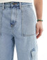 Фото #5 товара ASOS DESIGN super long length denim jorts with cargo detailing in light blue wash