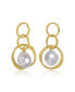 ფოტო #2 პროდუქტის Sterling Silver 14K Gold Plated with Genuine Freshwater Drop Pearl Modern Earrings