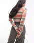 Topshop knitted stripe sheer knit cardigan in multi