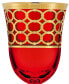 Deep Red Colored Red Wine Goblet with Gold-Tone Rings, Set of 4