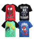 Toddler Boys Spidey and His Amazing Friends 4 Pack Pullover T-Shirts Red / Blue/ Black / Green