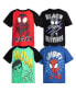 ფოტო #1 პროდუქტის Toddler Boys Spidey and His Amazing Friends 4 Pack Pullover T-Shirts Red / Blue/ Black / Green