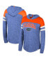 Women's Royal Distressed Florida Gators Speckled Color Block Long Sleeve Hooded T-shirt Синий, 2XL - фото #1