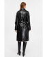 Women's Leather Trench Coat, Black