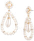 ფოტო #1 პროდუქტის Gold-Tone Pavé & Imitation Pearl Orbital Drop Earrings