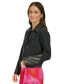 Фото #3 товара Women's Faux-Leather-Accent Moto Jacket