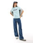 Wrangler front logo t-shirt in light blue Синий, XS - фото #3