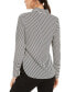 Фото #3 товара Petite Striped Covered-Placket Long-Sleeve Top