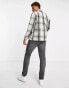 Hollister splice check lightweight flannel shirt in navy/cream