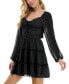 Juniors' Chiffon Puff-Sleeve Peasant Dress