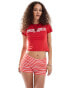 Noisy May cropped top with racing print in red