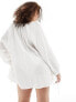 Фото #7 товара Esmee Plus oversized tie detail smock beach mini dress in white